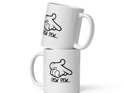 Weiße, glänzende Pew Pew... Hand Tasse – Home & Living – klamottn.de Weiße, glänzende Pew Pew... Hand Tasse – Home & Living – klamottn.de