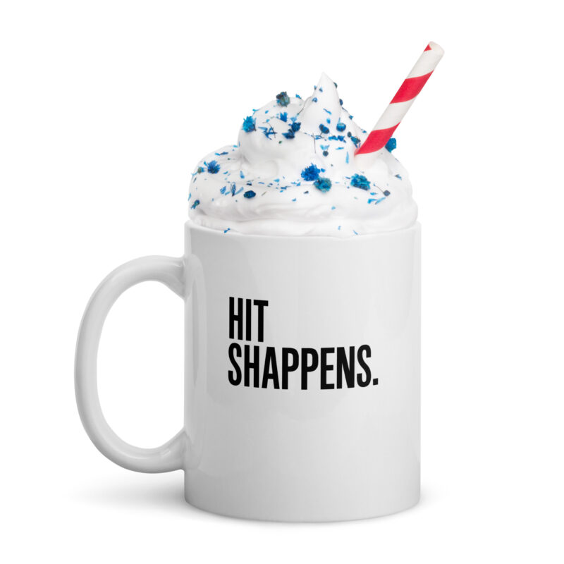Weiße, glänzende Hit Shappens Tasse