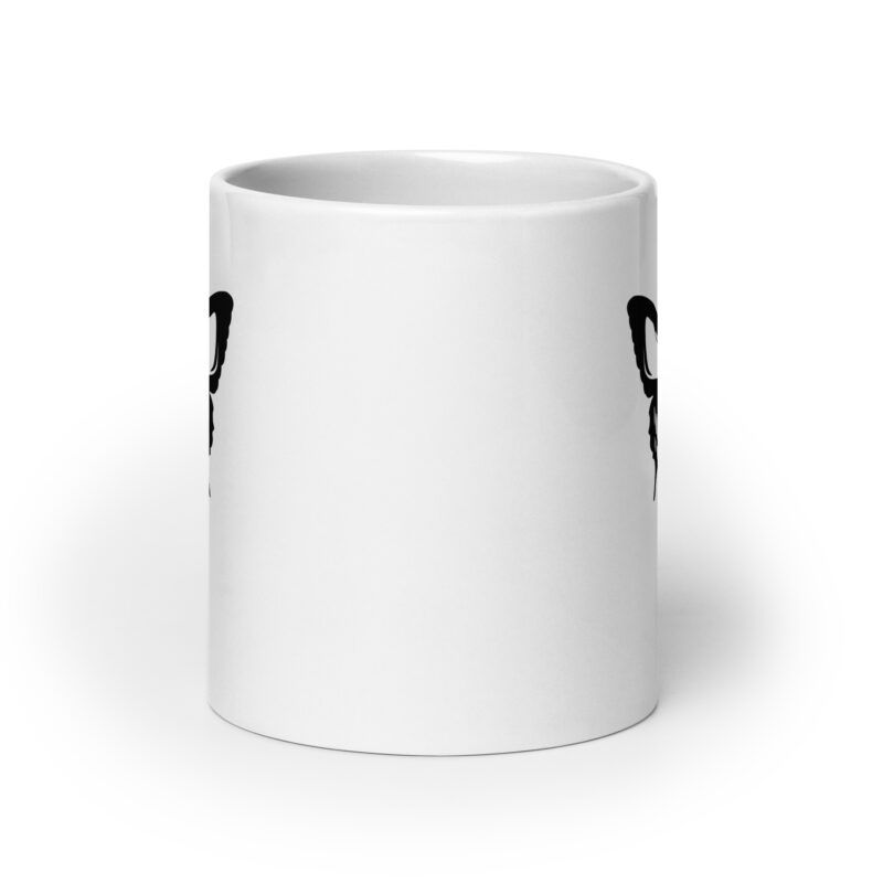 Weiße, glänzende Schmetterling Schädel Tasse