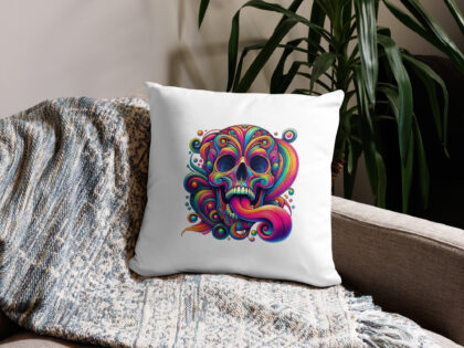Psychedelischer Totenkopf Basic-Kissen – Home & Living – klamottn.de Psychedelischer Totenkopf Basic-Kissen – Home & Living – klamottn.de