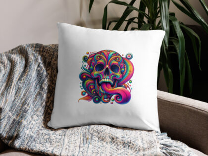 Psychedelischer Totenkopf Basic-Kissen – Home & Living – klamottn.de Psychedelischer Totenkopf Basic-Kissen – Home & Living – klamottn.de