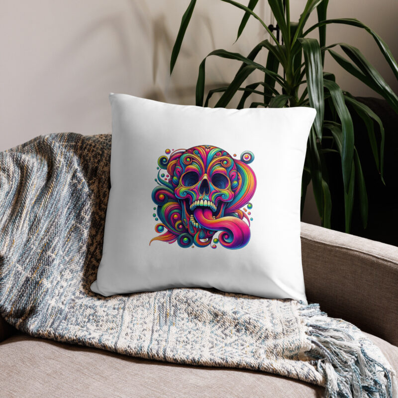 Psychedelischer Totenkopf Basic-Kissen
