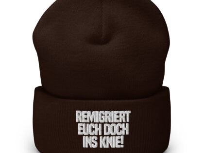 Remigriert euch doch ins Knie Beanie – Accessoires – klamottn.de Remigriert euch doch ins Knie Beanie – Accessoires – klamottn.de
