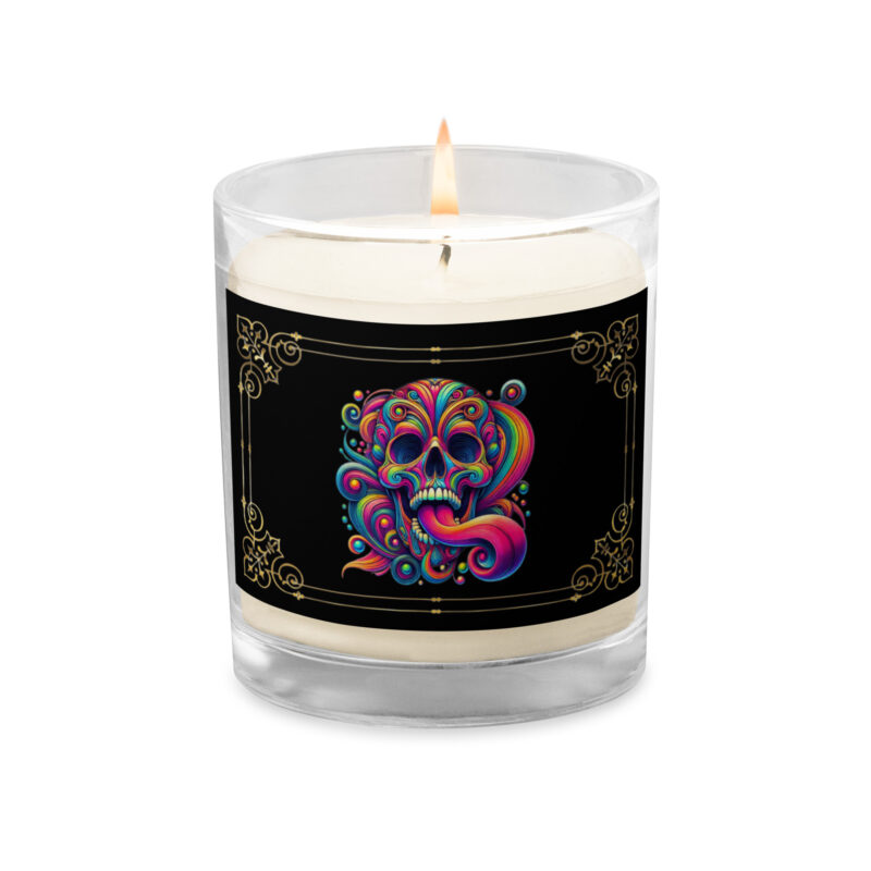 Psychedelischer Totenkopf Sojawachs-Kerze im Glas – Home & Living – klamottn.de