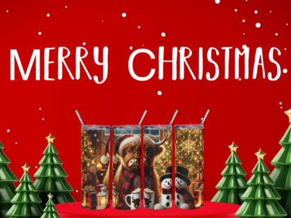 Weihnachtskuh mit Schneemann Edelstahlbecher – Accessoires – klamottn.de