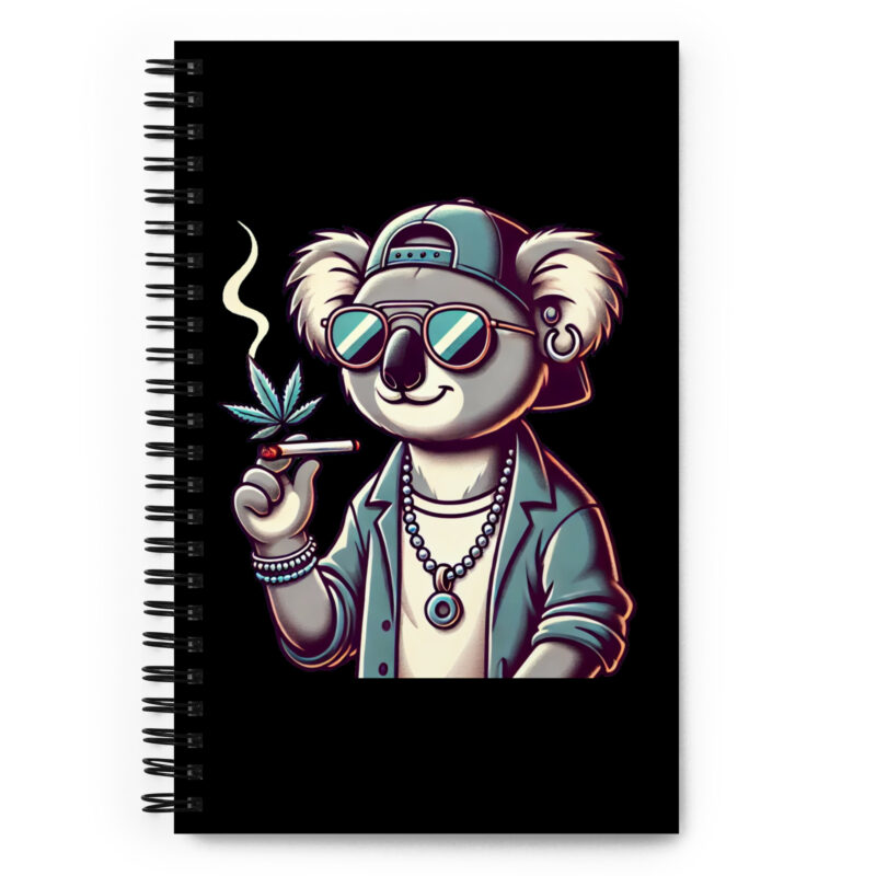 Entspannter Koala mit Joint Spiral-Notizblock – Accessoires – klamottn.de