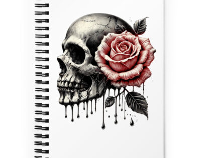 Schädel mit roter Rose Spiral-Notizblock – Accessoires – klamottn.de Schädel mit roter Rose Spiral-Notizblock – Accessoires – klamottn.de