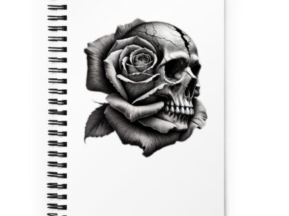 Monochromer Schädel mit Rose Spiral-Notizblock – Accessoires – klamottn.de Monochromer Schädel mit Rose Spiral-Notizblock – Accessoires – klamottn.de