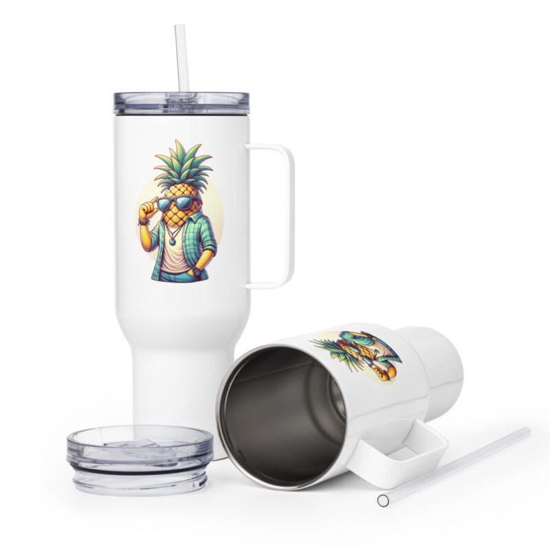 Coole Ananas mit Sonnenbrille Reisebecher mit Griff