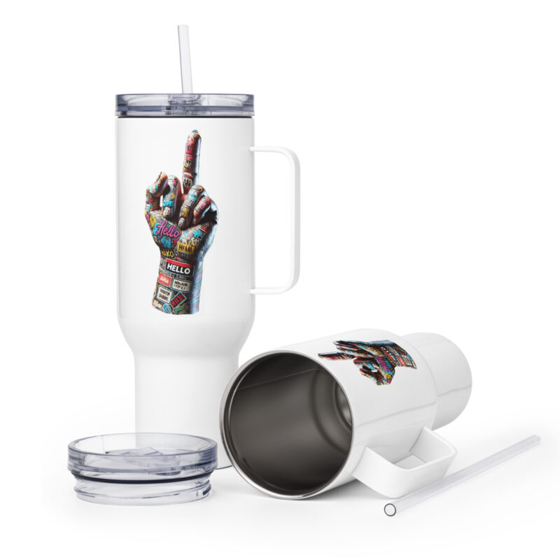 Urban Street Art Style Fick dich Fuck you Graffiti Hand Reisebecher mit Griff – Accessoires – klamottn.de