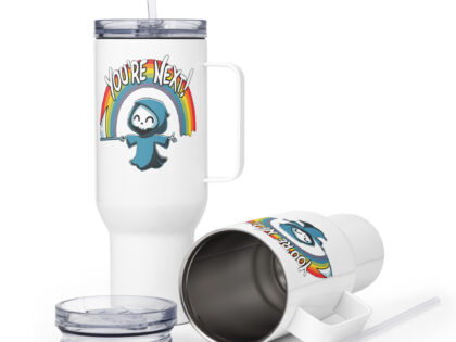„You’re Next!“ Sensenmann Reisebecher mit Griff – Accessoires – klamottn.de „You’re Next!“ Sensenmann Reisebecher mit Griff – Accessoires – klamottn.de