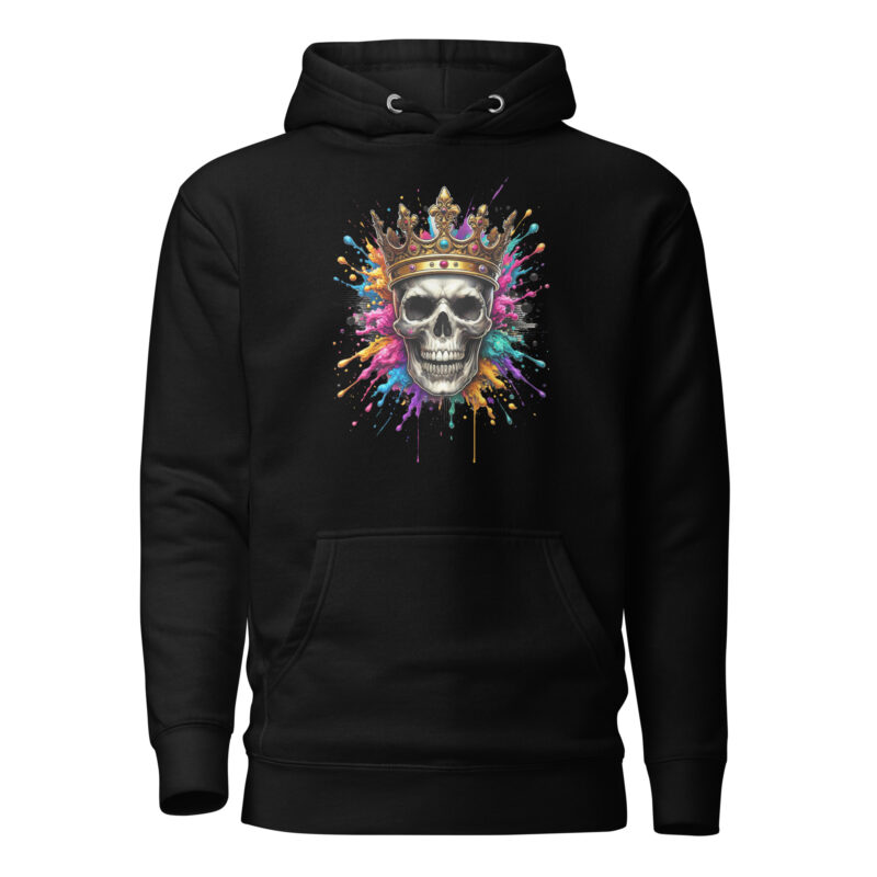 Schädel mit Krone und Farbspritzern Unisex-Hoodie
