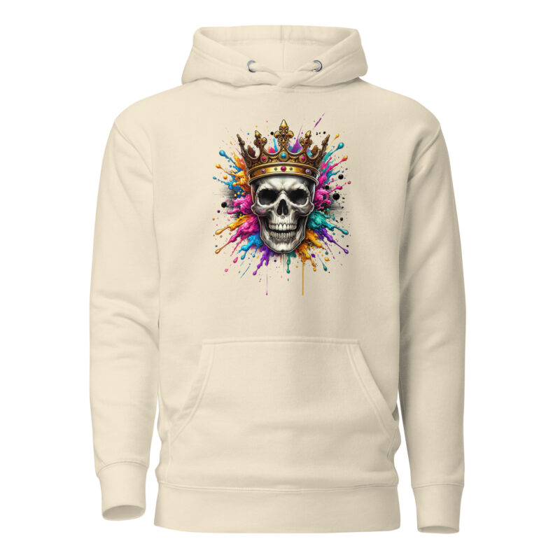 Schädel mit Krone und Farbspritzern Unisex-Hoodie