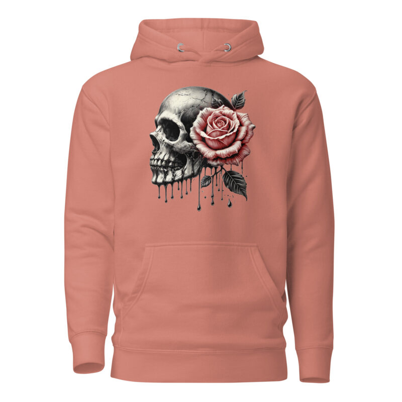 Schädel mit roter Rose Unisex-Hoodie