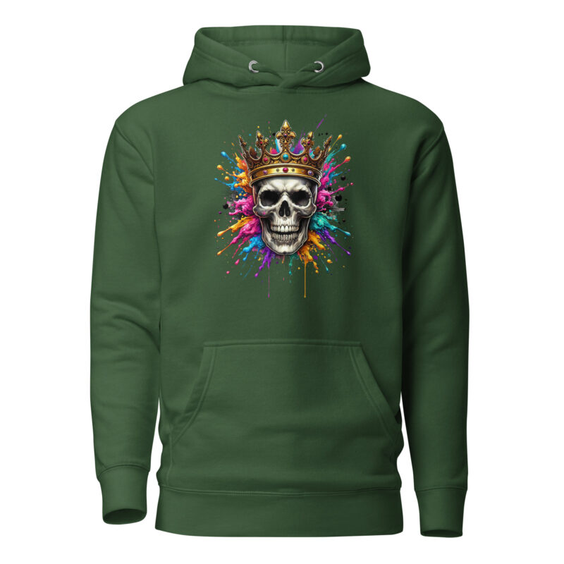 Schädel mit Krone und Farbspritzern Unisex-Hoodie