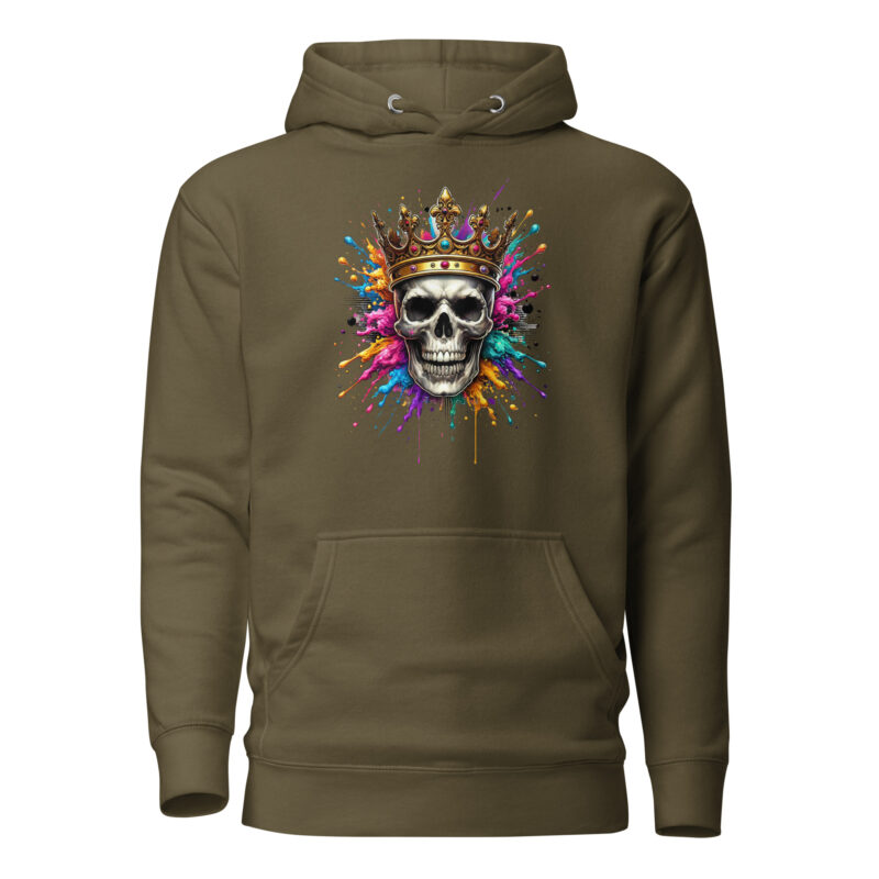 Schädel mit Krone und Farbspritzern Unisex-Hoodie