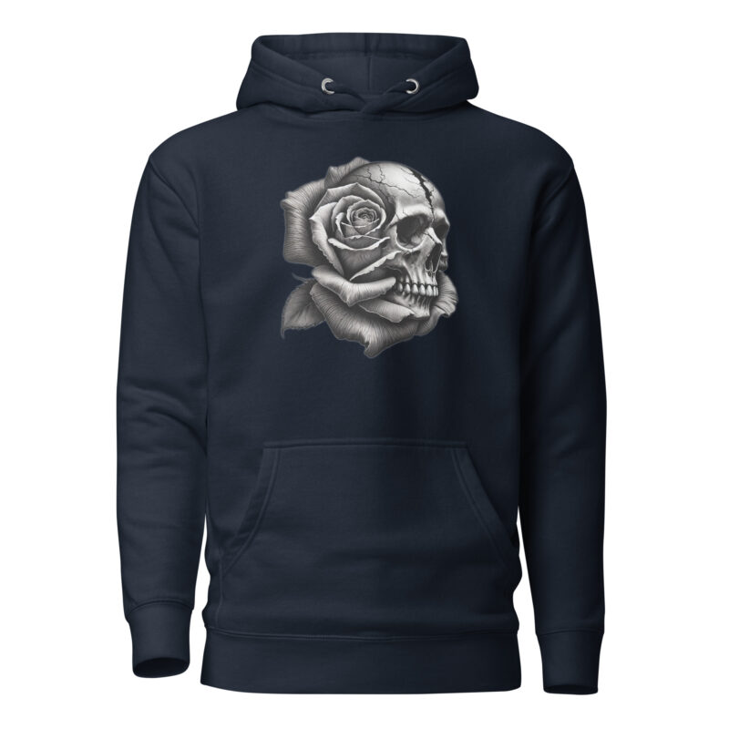 Monochromer Schädel mit Rose Unisex-Hoodie