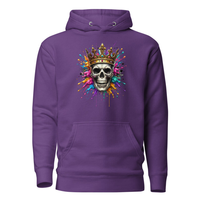 Schädel mit Krone und Farbspritzern Unisex-Hoodie