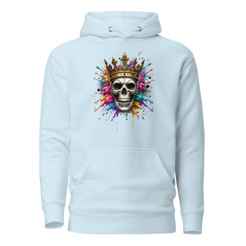 Schädel mit Krone und Farbspritzern Unisex-Hoodie