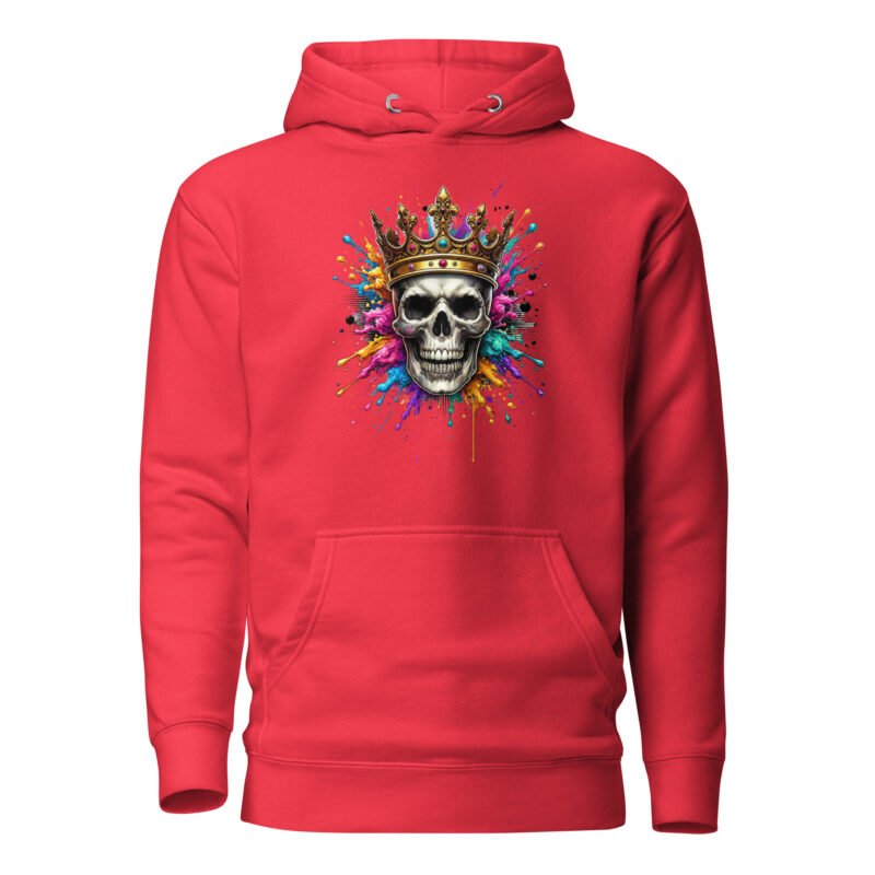 Schädel mit Krone und Farbspritzern Unisex-Hoodie