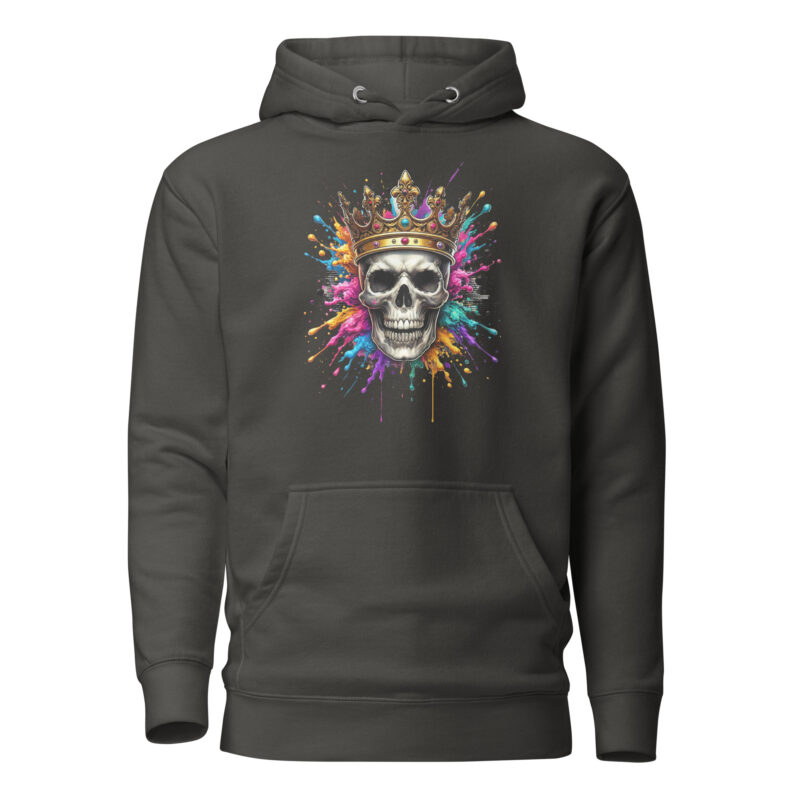 Schädel mit Krone und Farbspritzern Unisex-Hoodie