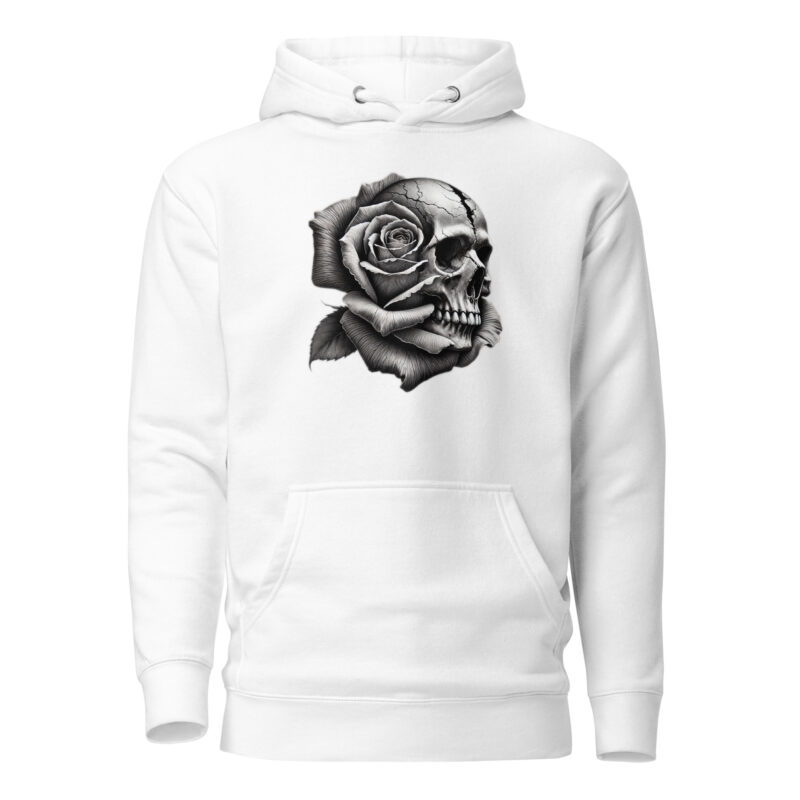 Monochromer Schädel mit Rose Unisex-Hoodie