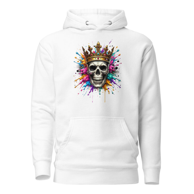 Schädel mit Krone und Farbspritzern Unisex-Hoodie