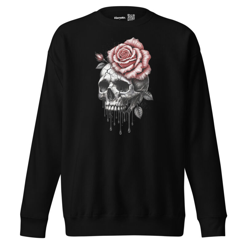 Schädel mit blutroter Rose Unisex-Sweatshirt