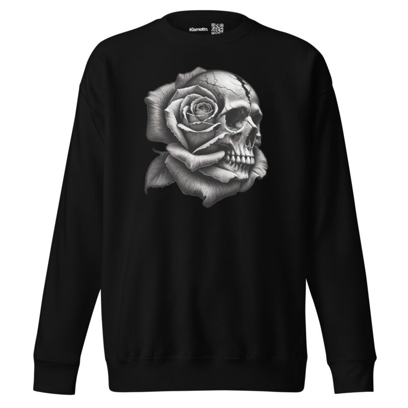 Monochromer Schädel mit Rose Unisex-Sweatshirt – Sweatshirts – klamottn.de