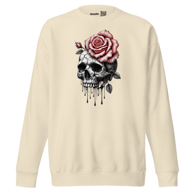 Schädel mit blutroter Rose Unisex-Sweatshirt
