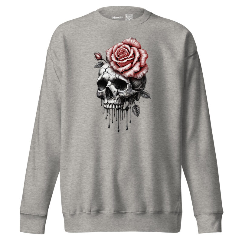 Schädel mit blutroter Rose Unisex-Sweatshirt