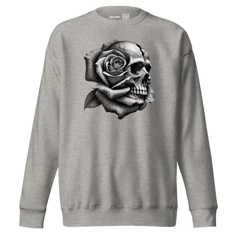Monochromer Schädel mit Rose Unisex-Sweatshirt – Sweatshirts – klamottn.de