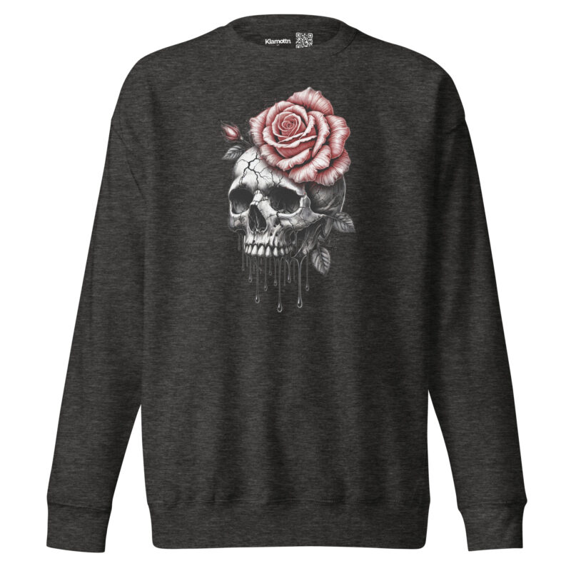 Schädel mit blutroter Rose Unisex-Sweatshirt