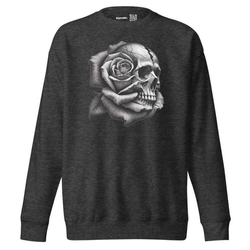 Monochromer Schädel mit Rose Unisex-Sweatshirt – Sweatshirts – klamottn.de