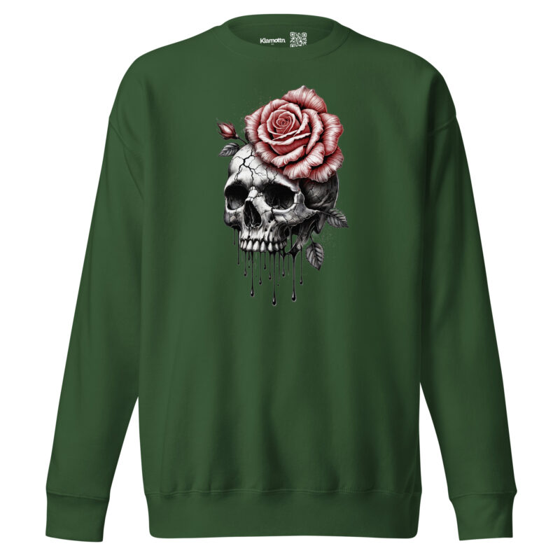 Schädel mit blutroter Rose Unisex-Sweatshirt