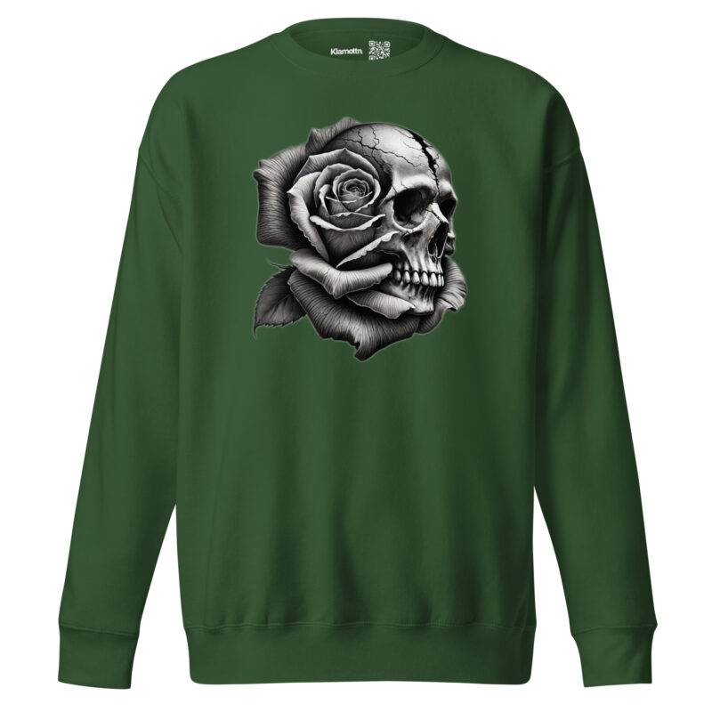 Monochromer Schädel mit Rose Unisex-Sweatshirt – Sweatshirts – klamottn.de