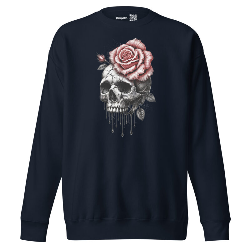 Schädel mit blutroter Rose Unisex-Sweatshirt