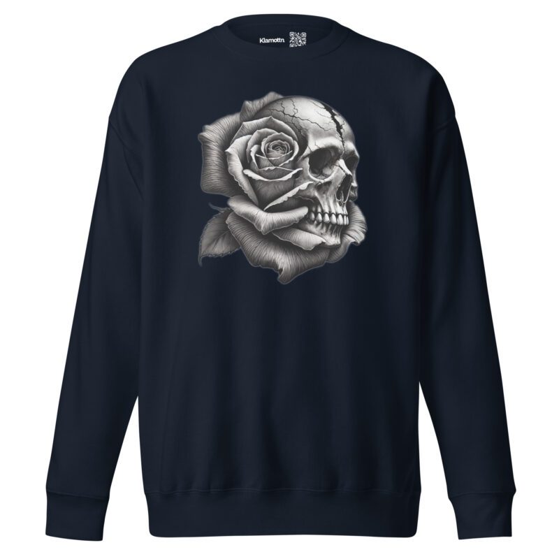 Monochromer Schädel mit Rose Unisex-Sweatshirt – Sweatshirts – klamottn.de
