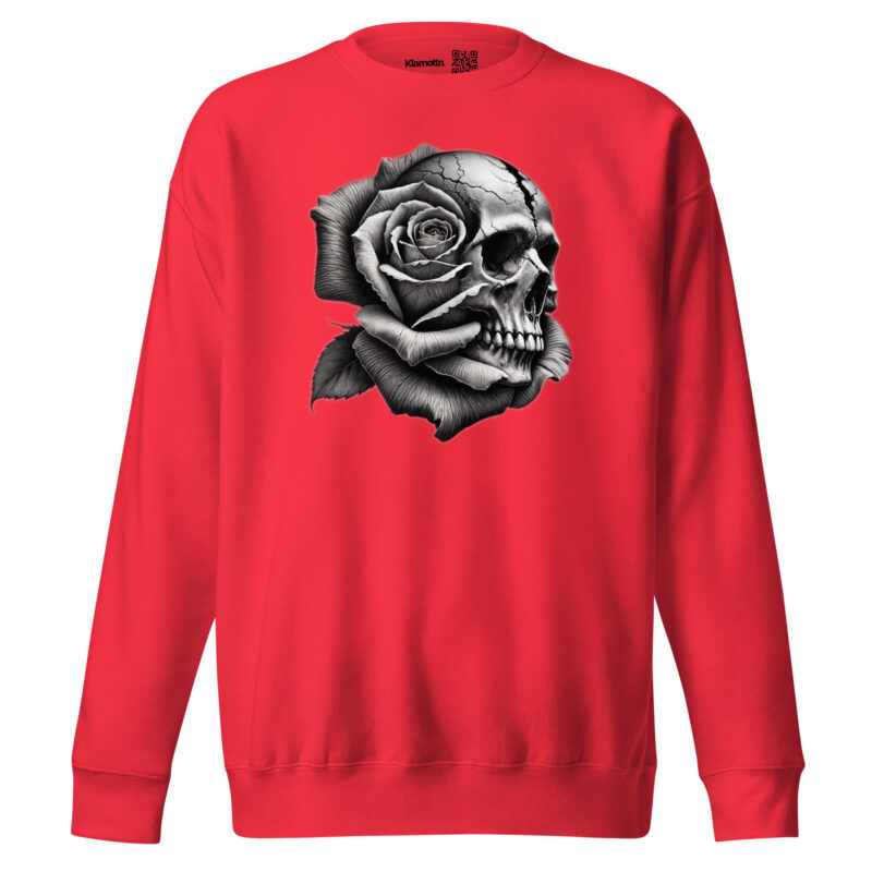 Monochromer Schädel mit Rose Unisex-Sweatshirt – Sweatshirts – klamottn.de