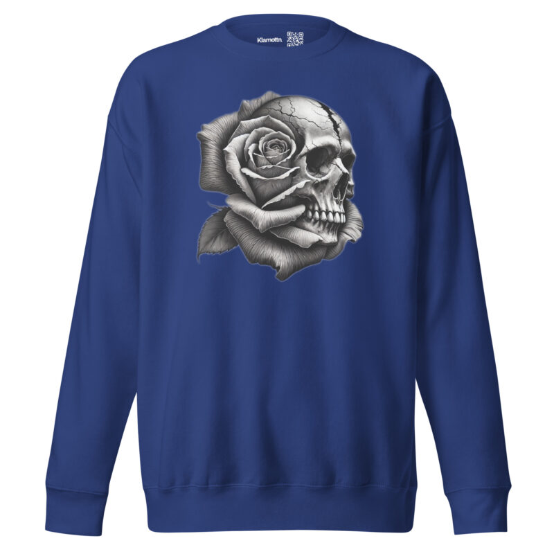 Monochromer Schädel mit Rose Unisex-Sweatshirt – Sweatshirts – klamottn.de