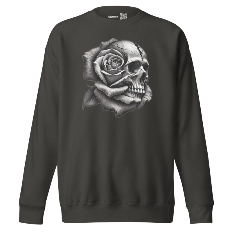 Monochromer Schädel mit Rose Unisex-Sweatshirt – Sweatshirts – klamottn.de
