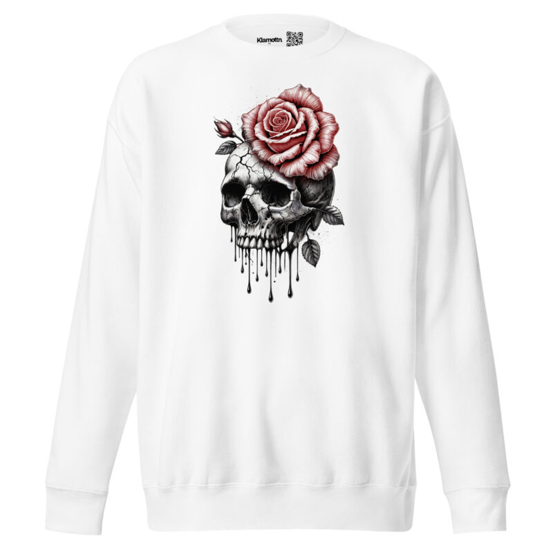 Schädel mit blutroter Rose Unisex-Sweatshirt