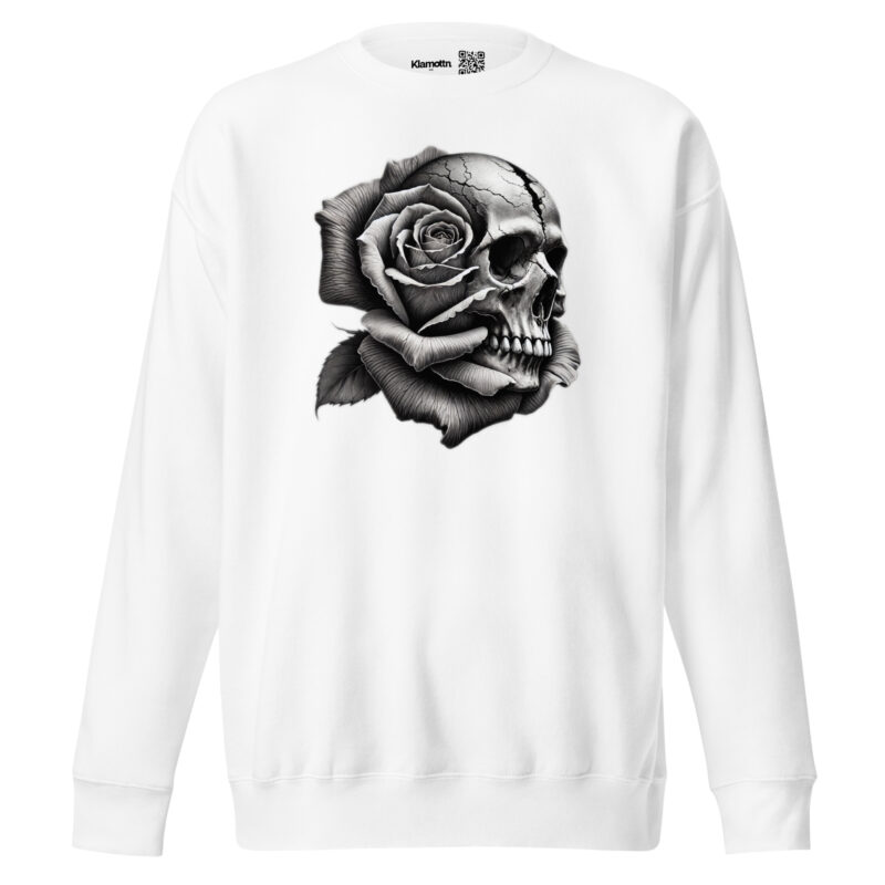 Monochromer Schädel mit Rose Unisex-Sweatshirt – Sweatshirts – klamottn.de