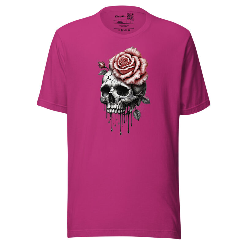 Schädel mit blutroter Rose Unisex-T-Shirt