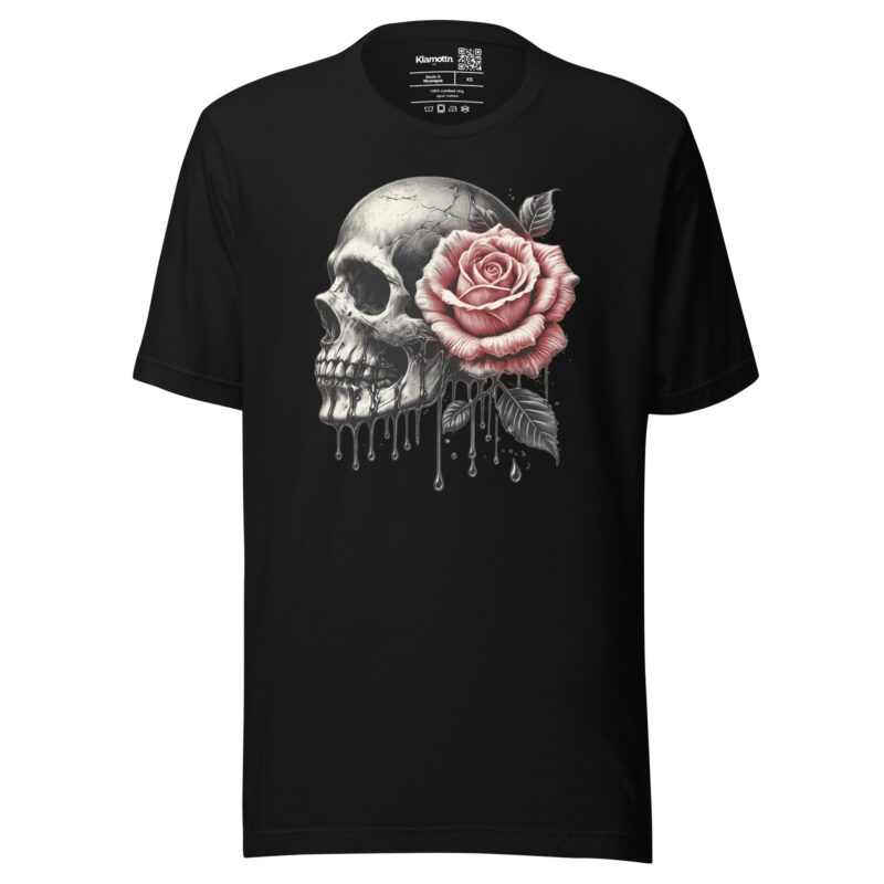 Schädel mit roter Rose Unisex-T-Shirt – T-Shirts – klamottn.de
