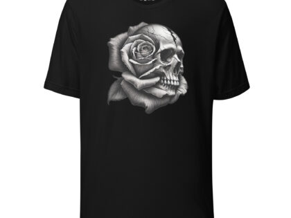 Monochromer Schädel mit Rose Unisex-T-Shirt – T-Shirts – klamottn.de Monochromer Schädel mit Rose Unisex-T-Shirt – T-Shirts – klamottn.de