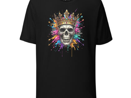 Schädel mit Krone und Farbspritzern Unisex-T-Shirt – T-Shirts – klamottn.de Schädel mit Krone und Farbspritzern Unisex-T-Shirt – T-Shirts – klamottn.de