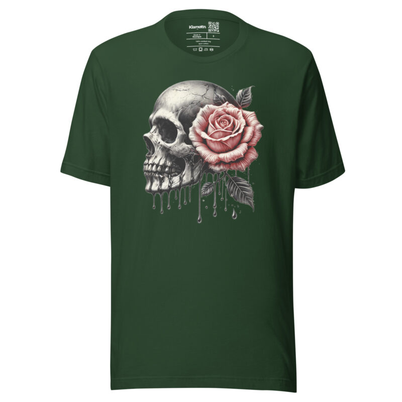 Schädel mit roter Rose Unisex-T-Shirt – T-Shirts – klamottn.de