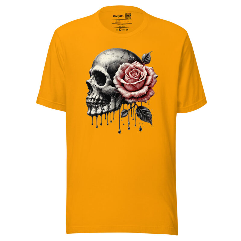 Schädel mit roter Rose Unisex-T-Shirt – T-Shirts – klamottn.de