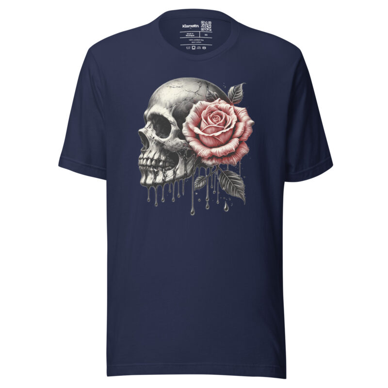 Schädel mit roter Rose Unisex-T-Shirt – T-Shirts – klamottn.de